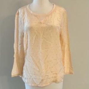 Madewell Brand new NWT Women's Silk Top Lightweight Baby Pink wTiny Red dots L/M